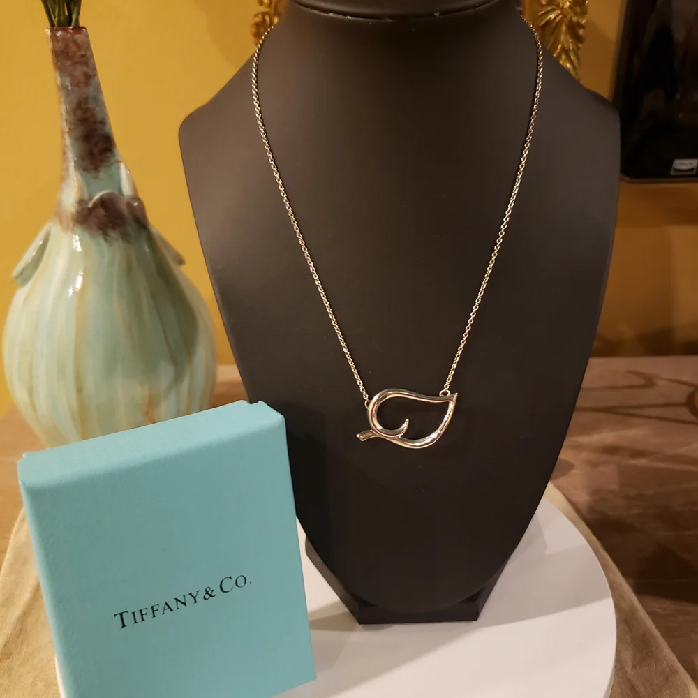 Tiffany & Co. Sterling Silver Large Leaf Necklace 17" w/ Box (Authentic Stamped) - Picture 7 of 7